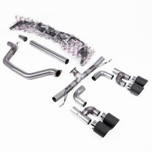 Milltek Cat Back Cat Back Golf R Style - Race (Loudest) Carbon Fibre JET-115 Tips for Volkswagen Golf Mk8 GTi (Golf R Style Quad Outlet Systems - 245ps Non-GPF / North American Models Only) (2021 and Later), carbon fibre trim - SSXVW696 SSXVW696-1