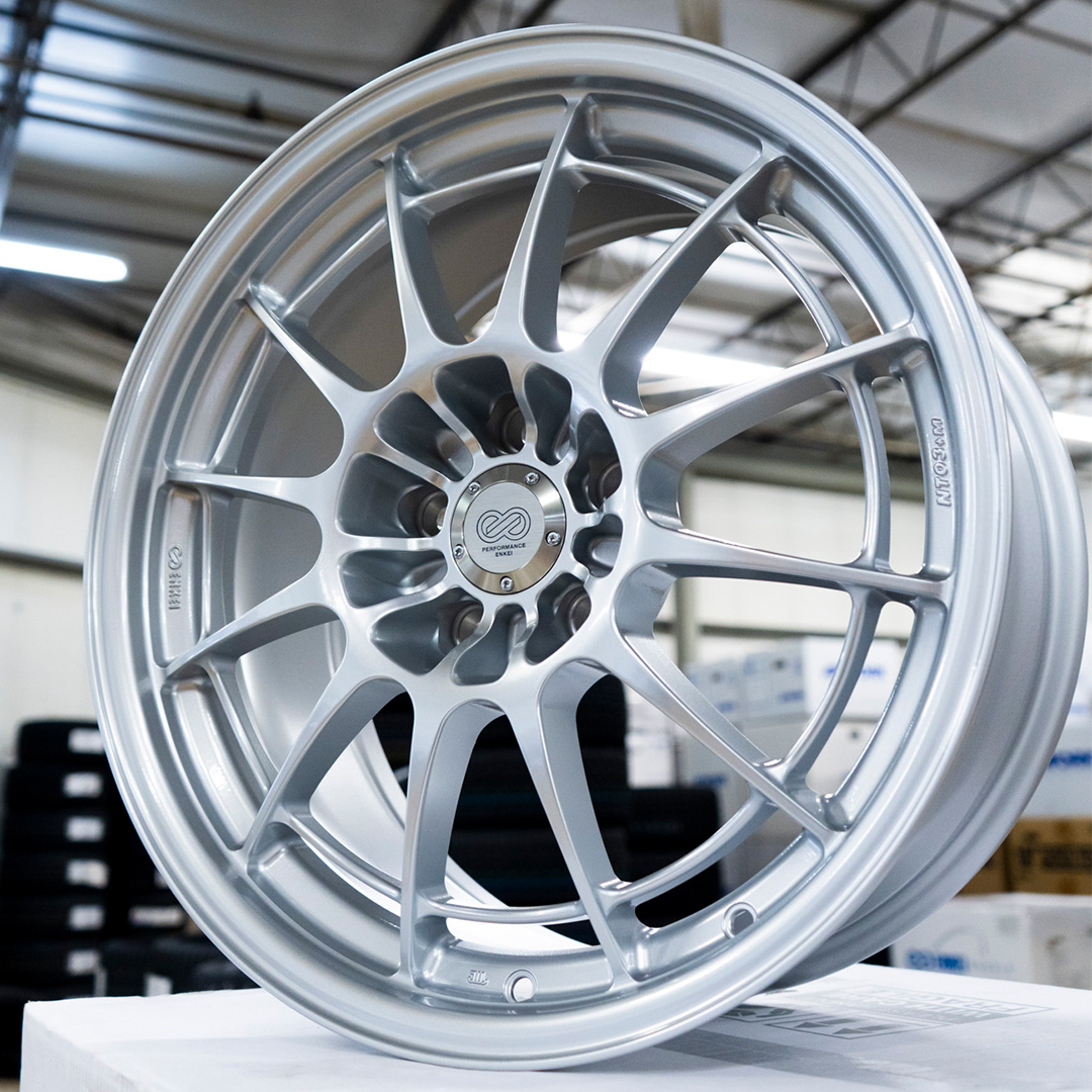 Enkei NT03+M 18x8.5 5x114.3 38mm Offset 72.6mm Bore Silver Wheel